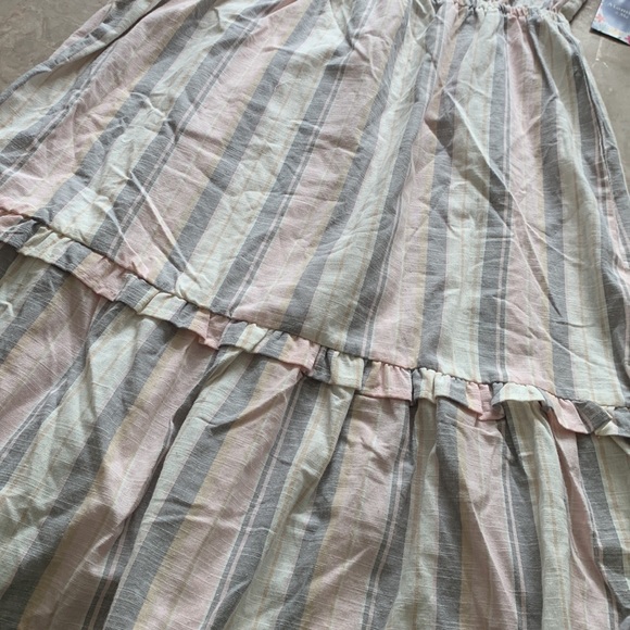 Madison Grey Striped Ruffle Dress cotton summer Sunday size XL boho - Picture 11 of 15